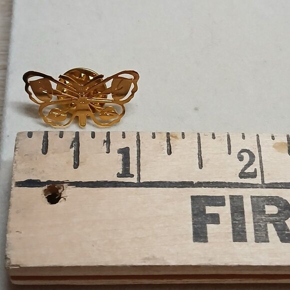 Vintage Gold Tone Metal Butterfly Brooch Pin Costume Jewelry #12W - Picture 5 of 8